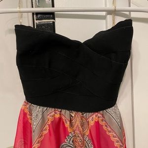 Black and paisley sleeveless dress